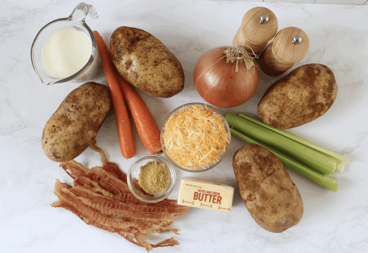 ingredients needed to make crockpot potato and bacon soup