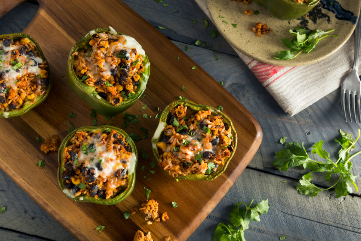 southwest stuffed bell peppers with black beans and fresh cilantro