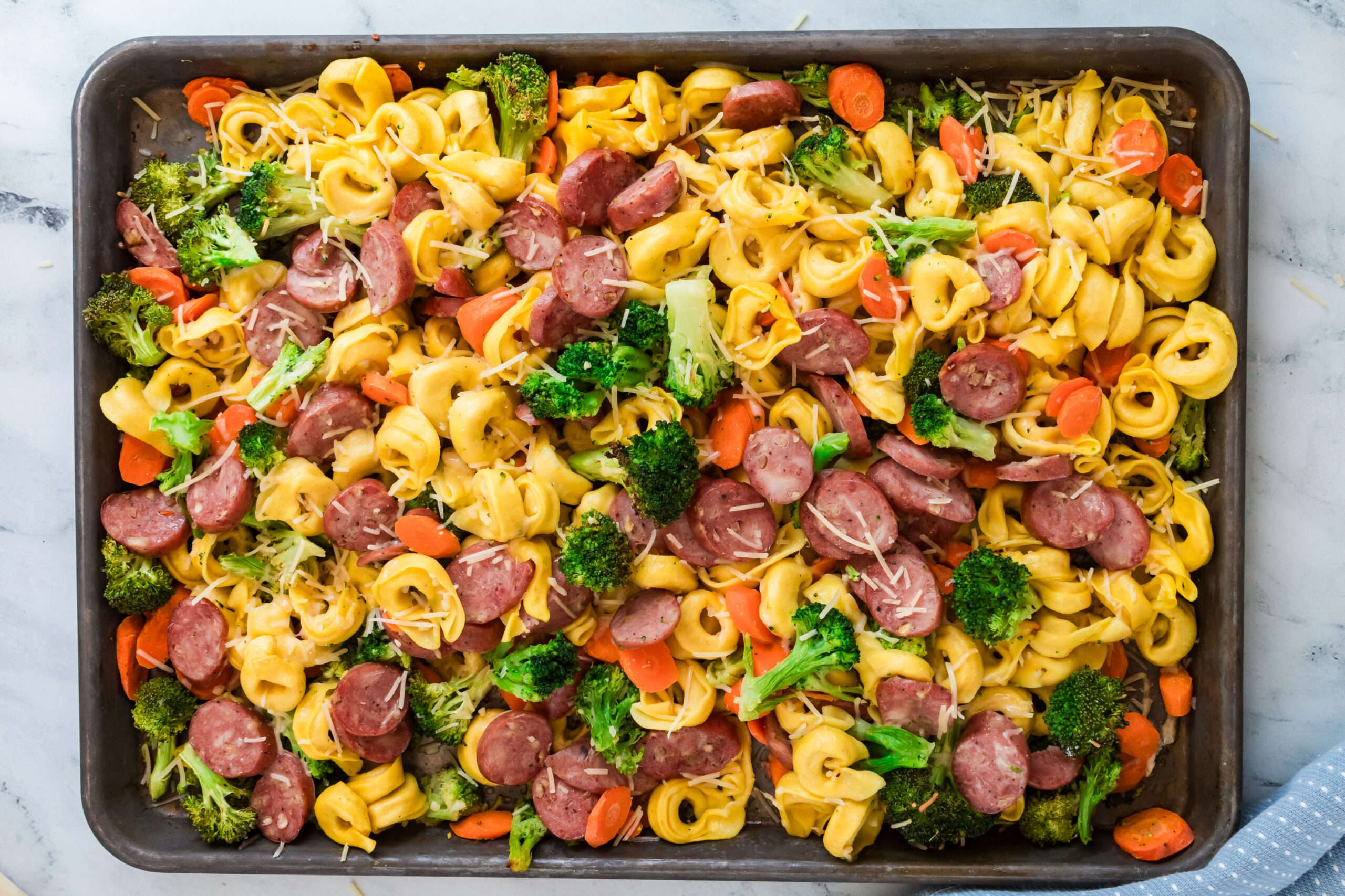 Sheet Pan Tortellini Bake with Sausage & Veggies