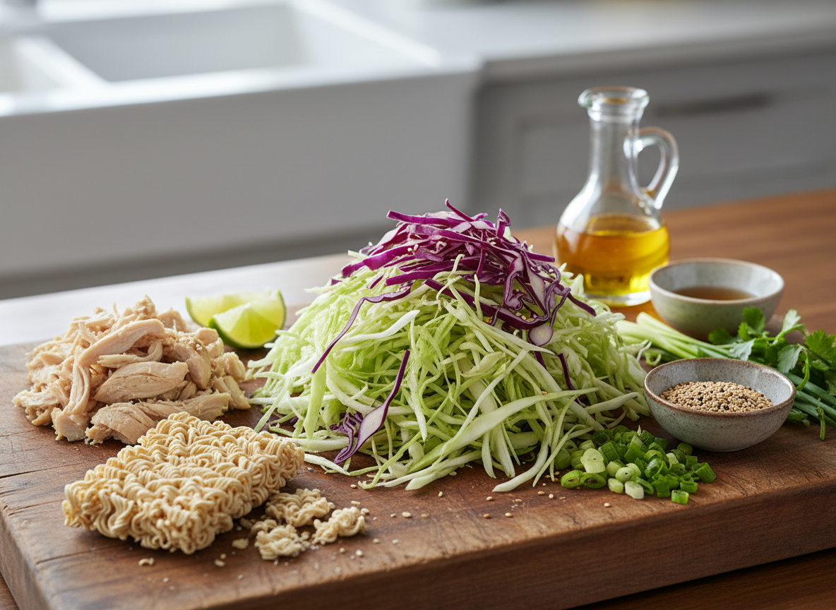 ingredients needed to make crunchy cabbage salad with ramen noodles 