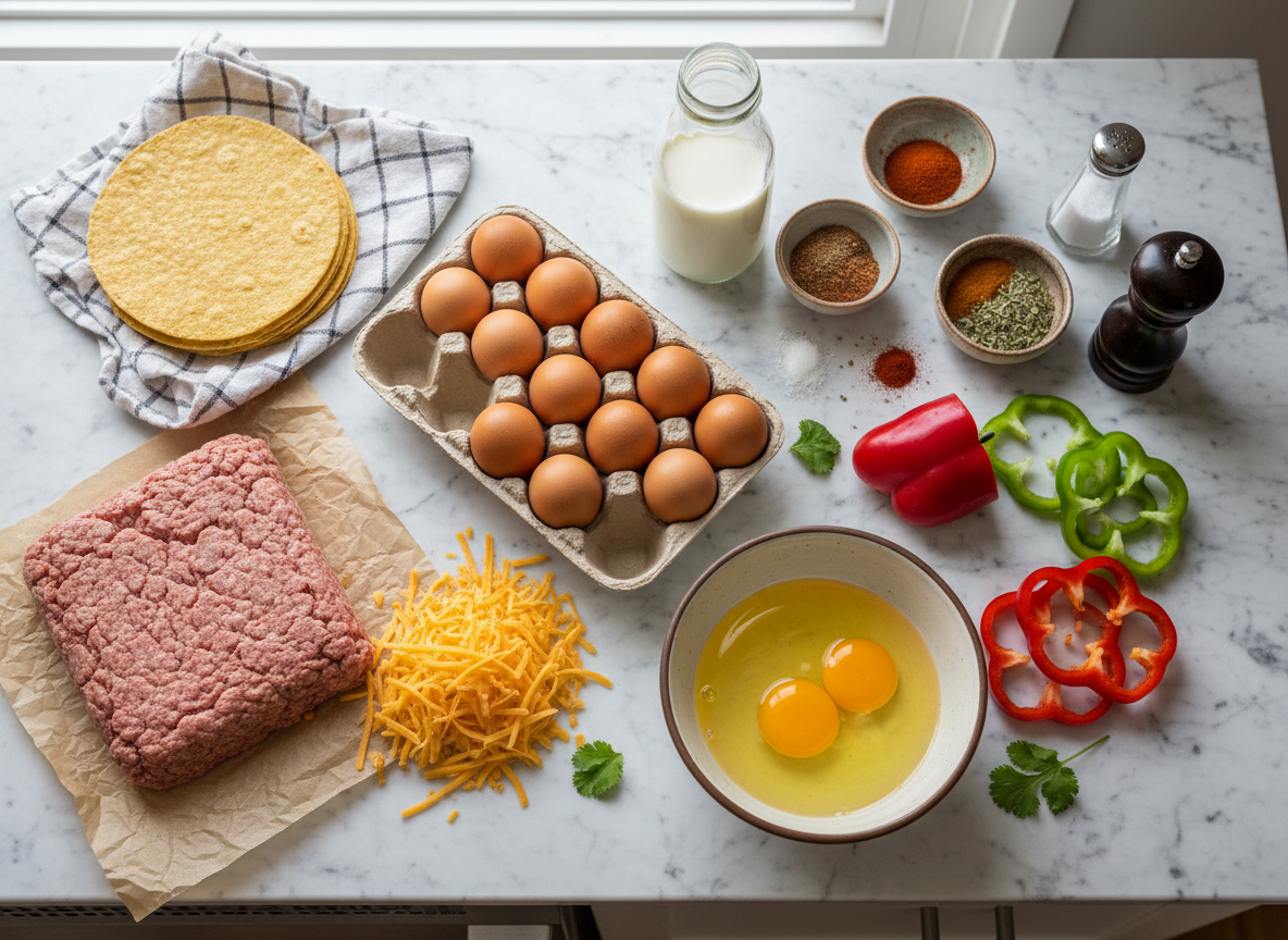 ingredients needed to make crispy breakfast taquitos