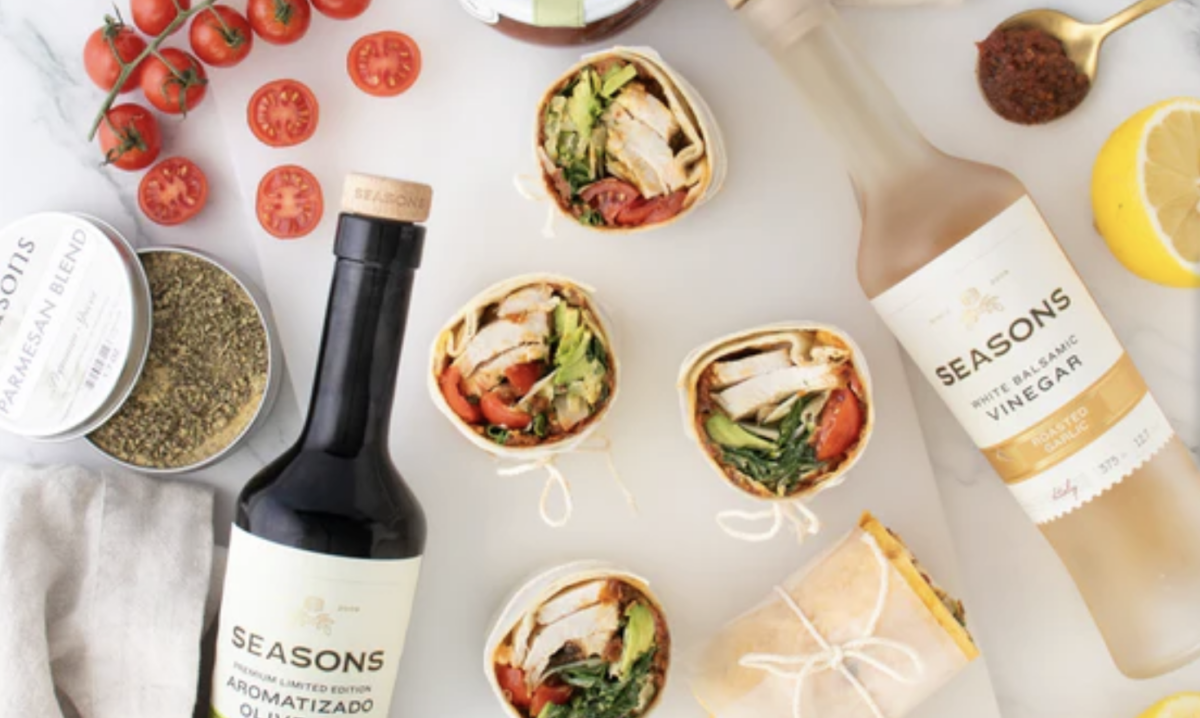 seasons olive oil and vinegar with assorted wraps