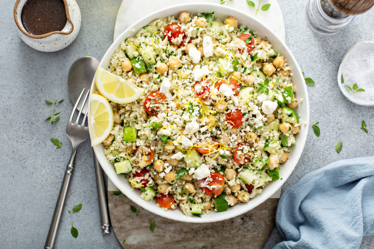 greek couscous salad with fresh lemon and feta