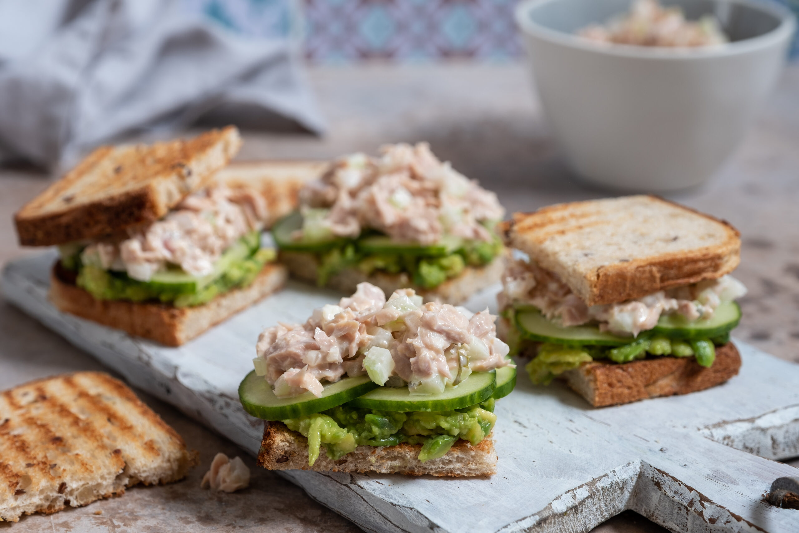 Tuna Sandwiches with Avocado and Cucumber