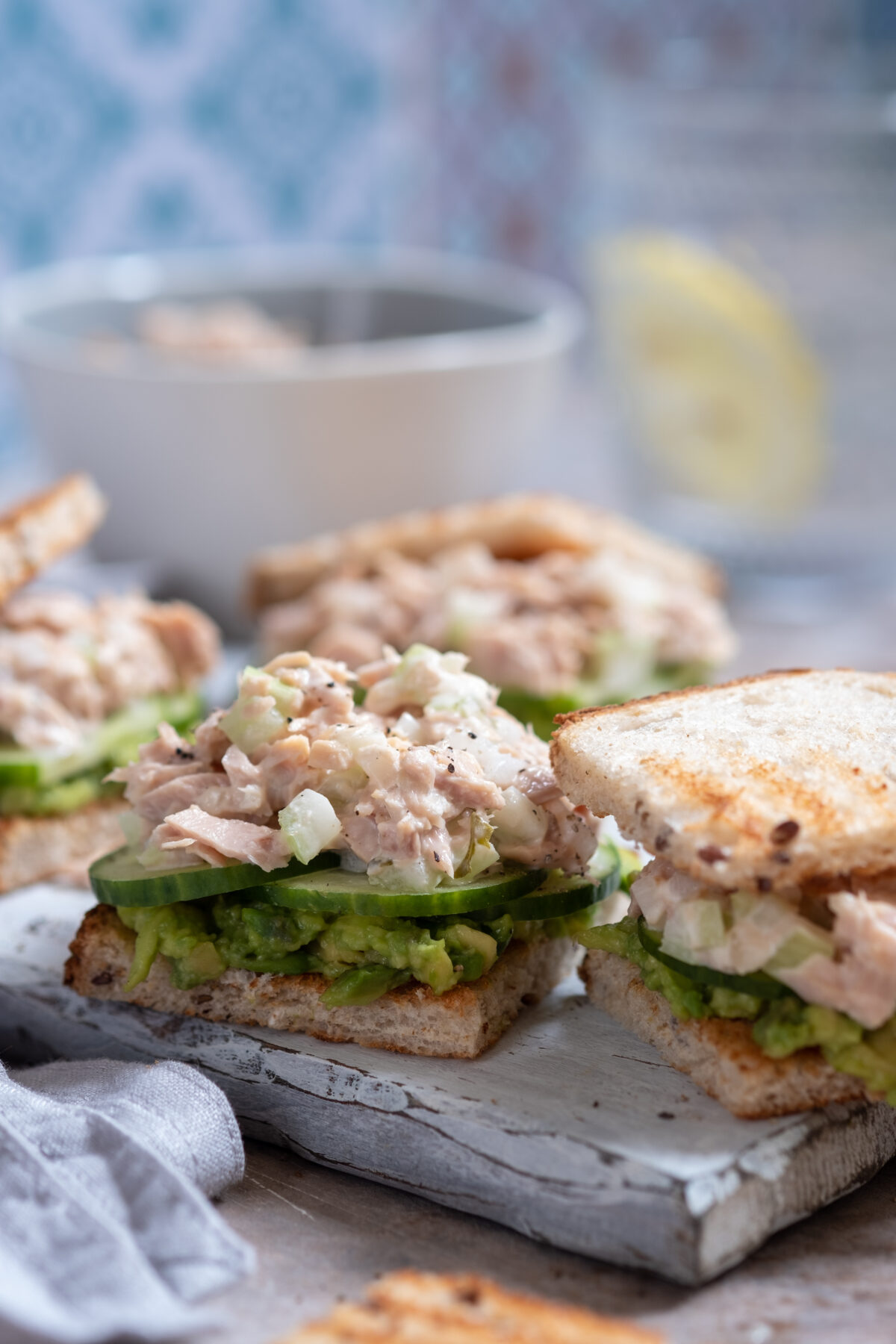 Healthy Tuna Sandwich with Avocado and Cucumber
