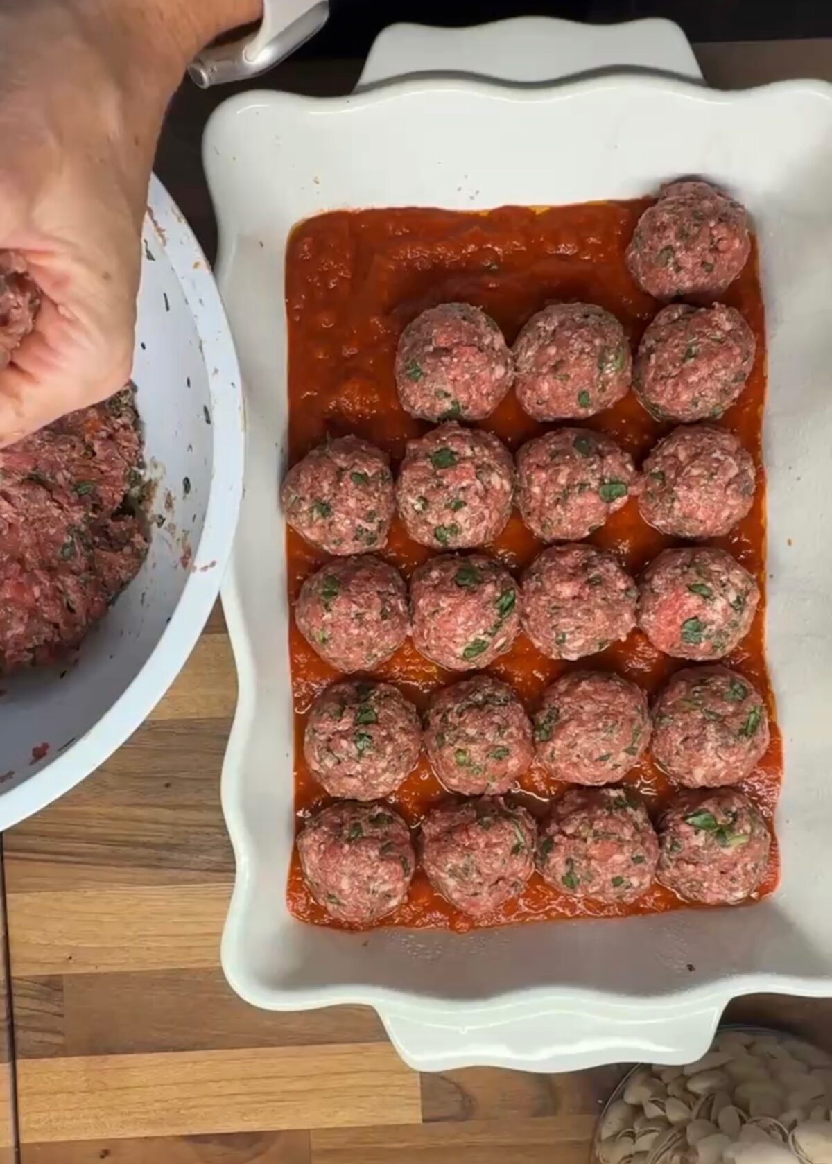 a dish of high protein meatballs in tomato sauce