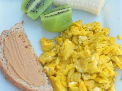 Scrambled Eggs With Peanut Butter Toast And Kiwi Super Healthy Kids