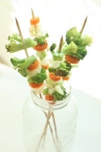 Roasted Veggie Kabobs. This is the perfect after school snack on a cold winter day.