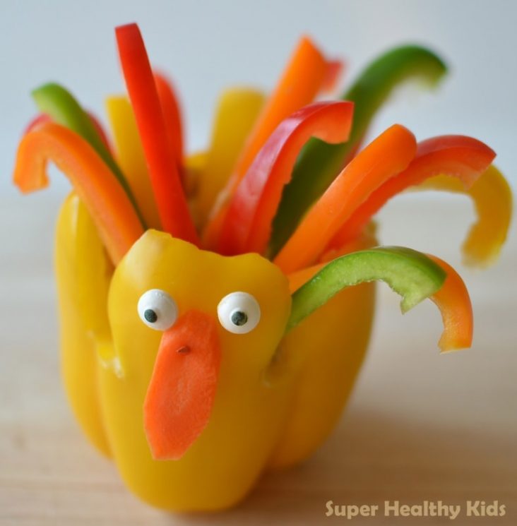 Thanksgiving Turkey Peppers and Hummus - Super Healthy Kids