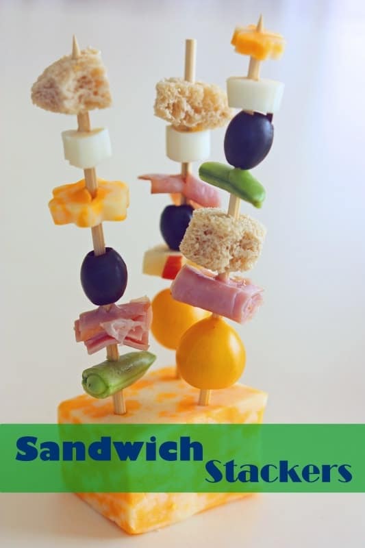 Pack-able Sandwiches on a Stick. Sandwich kabobs! Pack-able Sandwiches on a Stick. Sandwich kabobs! Mix up a boring sandwich and let the kids assemble - don't forget to add veggies!