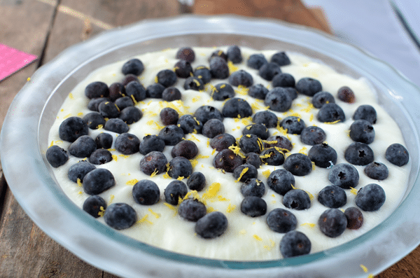 Layered Frozen Yogurt Blueberry Lemon Pie. Healthy and Pie can be in the same sentence!!