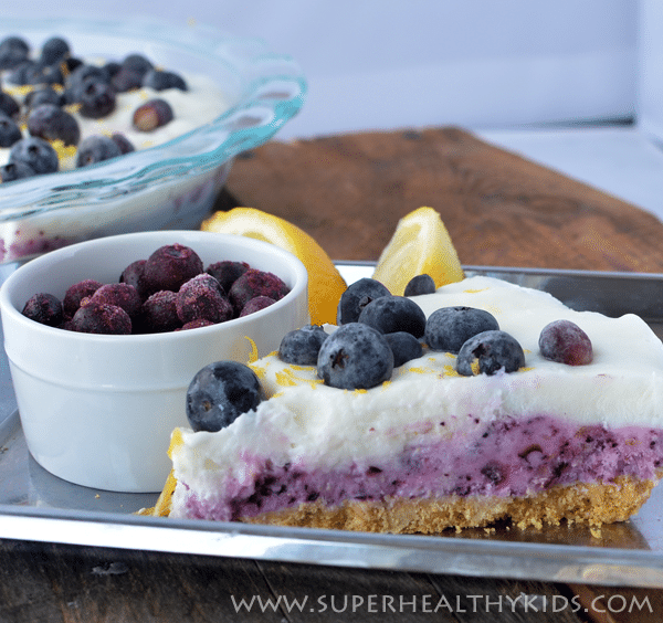 Layered Frozen Yogurt Blueberry Lemon Pie. Healthy and Pie can be in the same sentence!!