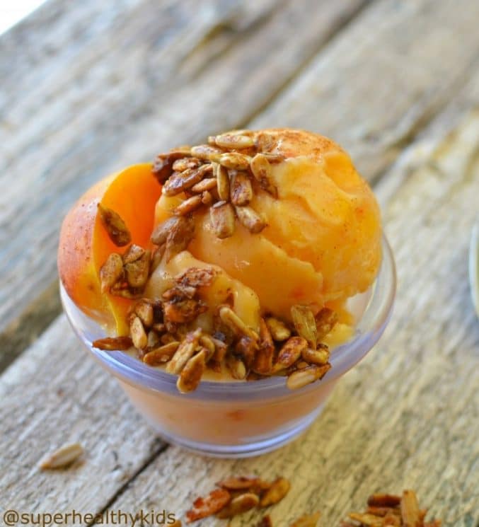 Honey Roasted Cinnamon Sunflower Seeds With Peach Sorbet Recipe Super Healthy Kids