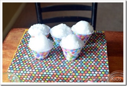 Kids bummed they don't have a snow cone maker? They don't need one to make our super healthy, dye-free, rainbow snow cones!