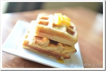 Orange Waffles and All-Natural Homemade Creamy Orange Syrup. Get your daily dose of Vitamins C early in the day!